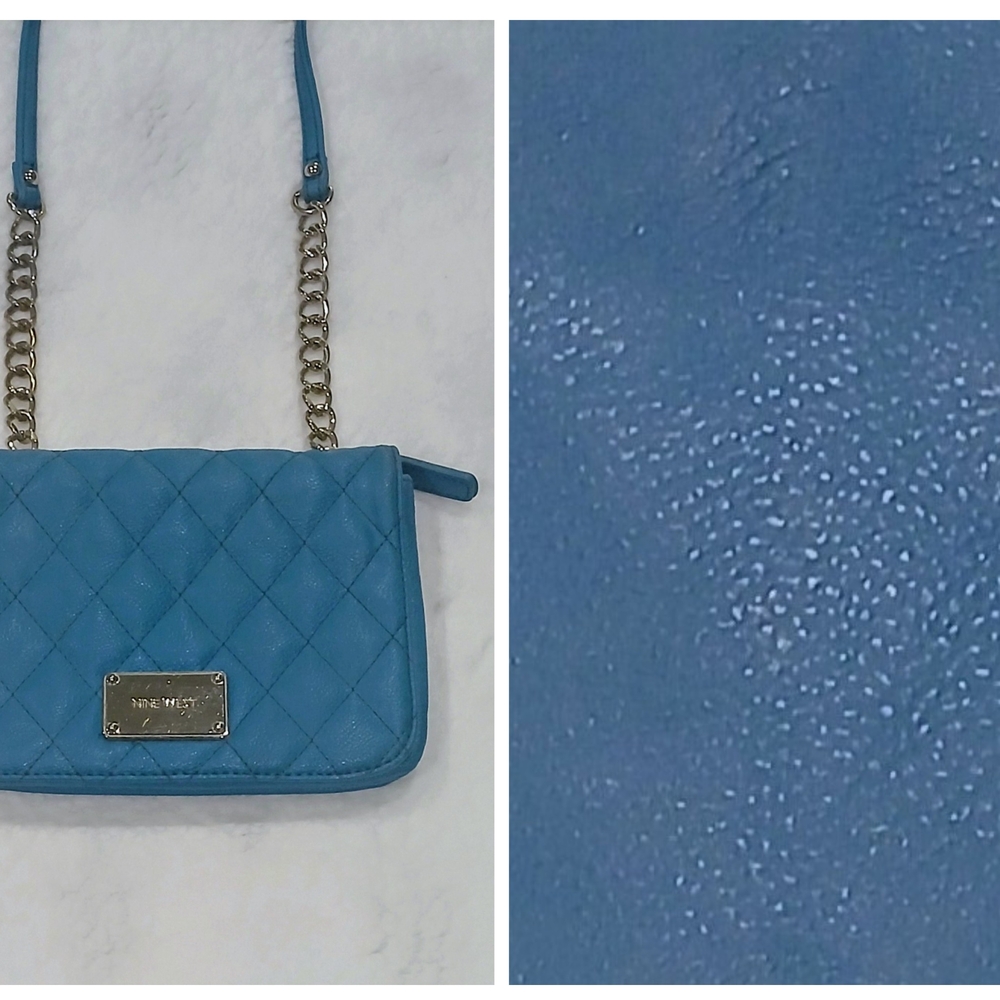 Nine West Blue Quilted, Silver Chain Strap Bag